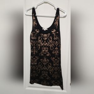 Black slip dress with gold and clear sequin beading warehouse one size m